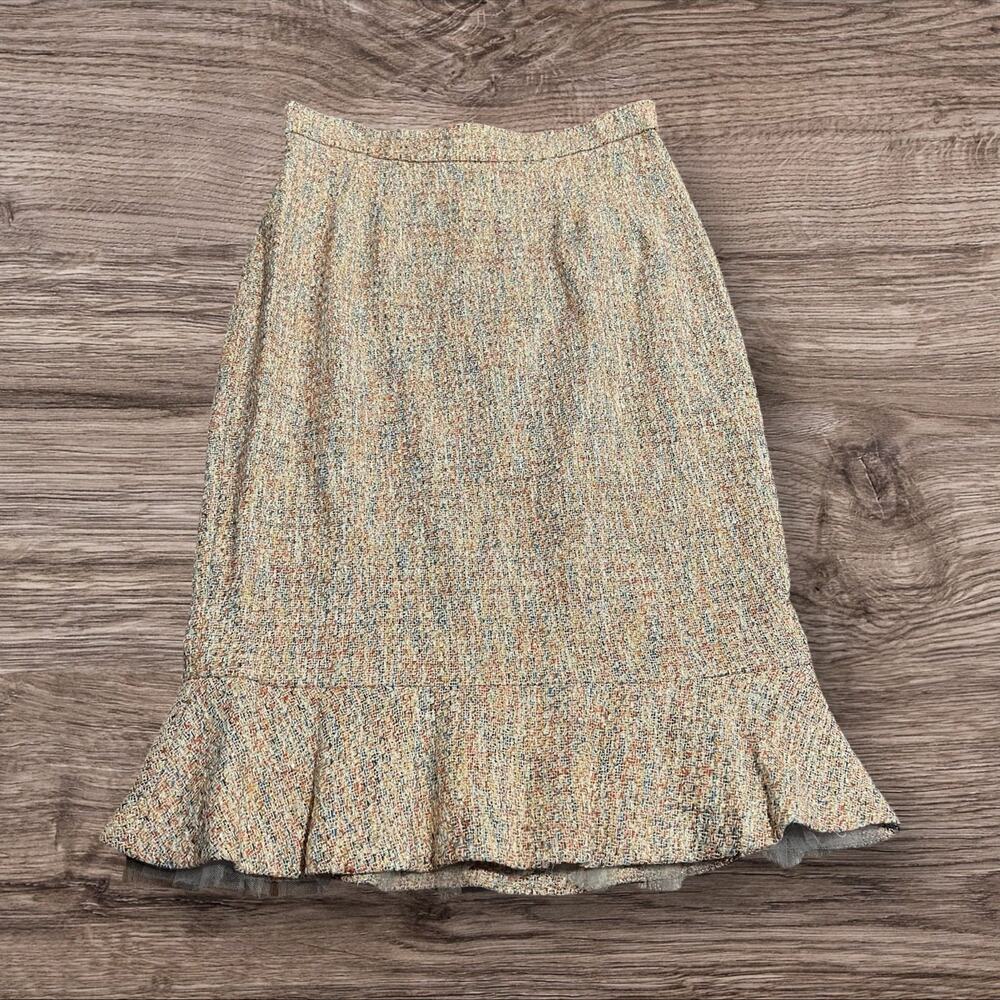 Vanessa Riley London Peplum Skirt Multicolored Weave Gold MIDI Size 12 NEW NWT